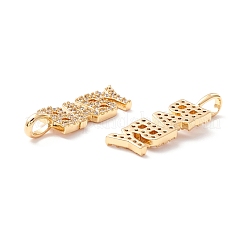 Brass Micro Pave Clear Cubic Zirconia Pendants&nbsp;ZIRC-Z019-29G-NR