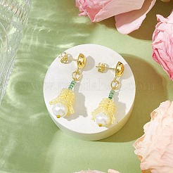 Handmade Glass Seed Beads Flower Stud Earrings&nbsp;EJEW-MZ00277-03