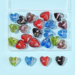 24Pcs 5 Colors Luminous Handmade Gold Sand Lampwork Beads&nbsp;FOIL-FS0001-02