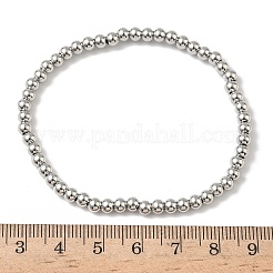 Brass Round Beaded Stretch Bracelets for Men Women&nbsp;BJEW-B148-05B-P