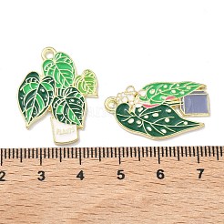 Green Plants and Potted Plants Alloy Enamel Pendants&nbsp;X-ENAM-P266-01B-G