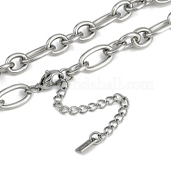304 Stainless Steel Lock Pendant Figaro Chain Necklaces&nbsp;NJEW-I129-02P