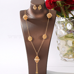 Brass Micro Pave Colorful Cubic Zirconia Lantern-shaped Pendant Necklaces & Stud Earrings Sets for Women&nbsp;KY2052