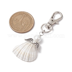 Angel Alloy & Wire Wrapped Natural Shell Pendant Decorations&nbsp;HJEW-JM02017-02