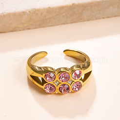 304 Stainless Steel Pave Cubic Zirconia Cuff Open Rings&nbsp;WG0CBCB-01