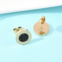 Flat Round 304 Stainless Steel Stud Earrings&nbsp;EJEW-H175-02G-02