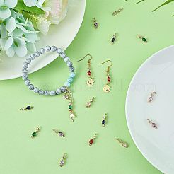 32Pcs 8 Colors Brass Cubic Zirconia Connector Charms&nbsp;KK-FH0004-48