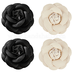 4Pcs 2 Colors Imitation Leather Shoe Buckle Clips with Iron Clip&nbsp;FIND-CL0001-94