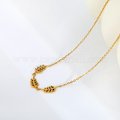 304 Stainless Steel Triple Leaf Pendant Necklaces for Women&nbsp;WG74C14-01