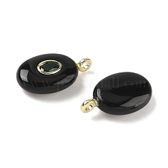 Natural Obsidian & Cubic Zirconia Pendants&nbsp;G-Z076-01G-19