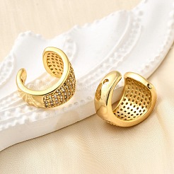 Brass Micro Pave Clear Cubic Zirconia Cuff Earrings&nbsp;EJEW-K309-04G