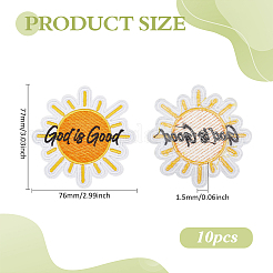 Sun with Word God is Good Polyester Clothing Patches&nbsp;PATC-WH0816-022