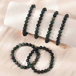 Natural Moss Agate Beaded Stretch Bracelets&nbsp;B072-5