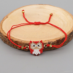 Fashion Owl Glass Seed Bead Link Adjustable Bracelets&nbsp;VY0389-2