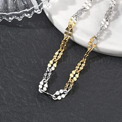 304 Stainless Steel Dapped Chains Bracelets for Women&nbsp;BJEW-D466-08C-GP