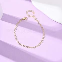 Brass Cable Chain Bracelets for Women&nbsp;BJEW-C140-22G