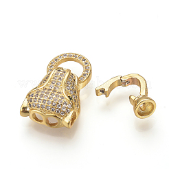 Brass Micro Pave Cubic Zirconia Fold Over Clasps&nbsp;ZIRC-S058-02G