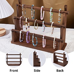 3-Tier Wooden Bracelet Organizer Display Riser Stands&nbsp;ODIS-WH0030-277B