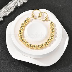 Rack Plating Brass Round Beaded Slider Bracelet for Women&nbsp;BJEW-B066-01A-02
