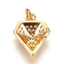 Brass Micro Pave Cubic Zirconia Charms&nbsp;ZIRC-P060-20G