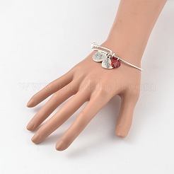 Mother's Day Adjustable Silver Plated Brass Charm Bangles Expandable Bangles&nbsp;BJEW-JB02006