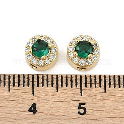 Rack Plating Brass Micro Pave Cubic Zirconia Flat Round Beads&nbsp;KK-C007-13G-05
