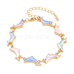 Ocean 304 Stainless Steel Enamel Dolphin Link Chain Bracelets for Women&nbsp;SA-CBA065A-05G