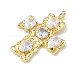 Brass Micro Pave Clear Cubic Zirconia Pendants&nbsp;KK-P349-02G