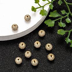 Brass Cubic Zirconia Beads&nbsp;ZIRC-F001-02G-6MM