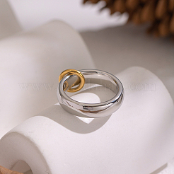 Two-Tone 304 Stainless Steel Finger Ring for Women&nbsp;FF4336