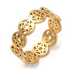 Hollow Out Star 304 Stainless Steel Finger Rings for Women&nbsp;RJEW-G353-04G