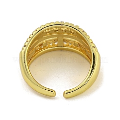 Brass Micro Pave Cubic Zirconia Cuff Rings for Women&nbsp;LS-RJEW-E294-04G-01