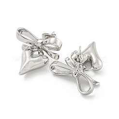 Bowknot & Heart Brass Stud Dangle Earrings for Women&nbsp;EJEW-G387-01P