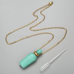 Natural Howlite Perfume Bottle Pendant Necklaces&nbsp;NJEW-I239-03
