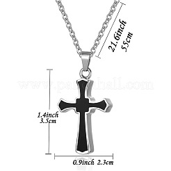 Stainless Steel Black Enamel Cross Pendant Urn Ashes Necklaces&nbsp;PW-WGDC362-01