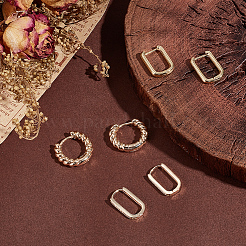 6Pcs 3 Styles Brass Hoop Earrings&nbsp;EJEW-BBC0001-30