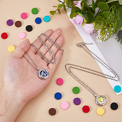 2 Sets Alloy Hollow Essential Oil Diffuser Perfume Locket Pendant 304 Stainless Steel Chain Necklaces&nbsp;NJEW-HS0001-22A