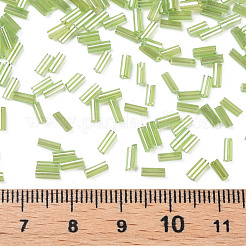 Transparent Colours Luster Glass Bugle Beads&nbsp;SEED-N005-001-A01