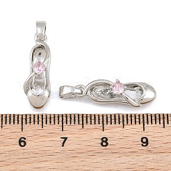 Brass Micro Pave Pink Cubic Zirconia Pendants&nbsp;CU-CBA9AB3-12P