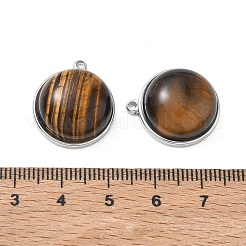 304 Stainless Steel & Natural Tiger Eye Pendants&nbsp;SA-CBA11D7-03P