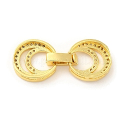 Rack Plating Brass Micro Pave Clear Cubic Zirconia Fold Over Clasps&nbsp;KK-H447-18G