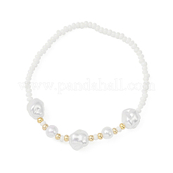ABS Plastic Imitation Pearl Beaded Stretch Bracelet & Beaded Necklace&nbsp;SJEW-JS01278