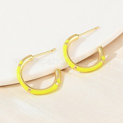 C-Shaped Brass Enamel Stud Earrings&nbsp;EJEW-S277-11G