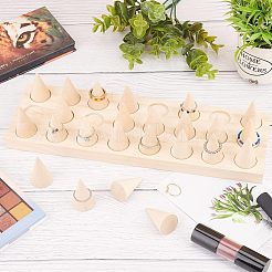 Wood Finger Ring Stand&nbsp;RDIS-WH0009-005C