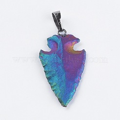 Electroplate Natural Indian Agate Pendants&nbsp;G-L479-23