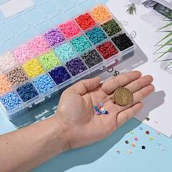 240g 24 Colors Handmade Polymer Clay Beads&nbsp;CLAY-JP0001-09-4mm