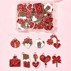 36Pcs 9 Styles Valentine's Day Theme Alloy Enamel Pendants&nbsp;ENAM-FS0002-48-RS