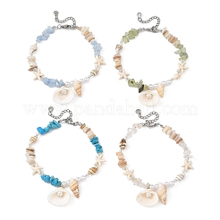 Ocean Natural Clam Shell Charm Anklets&nbsp;AJEW-AN00839