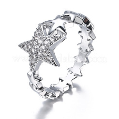 Star Brass Micro Pave Clear Cubic Zirconia Finger Rings for Women&nbsp;FS-WGB2D32-01