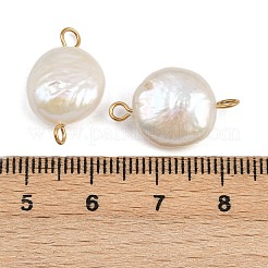 Natural Freshwater Pearl Keshi Pearl Flat Round Connector Charms&nbsp;STAS-D378-20G